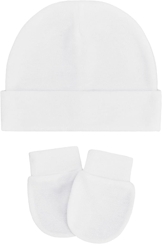 Century Star Cotton Newborn Baby Beanie Hats and Mittens Set Infant Hats for Baby Boy Girl Hats 0-6 